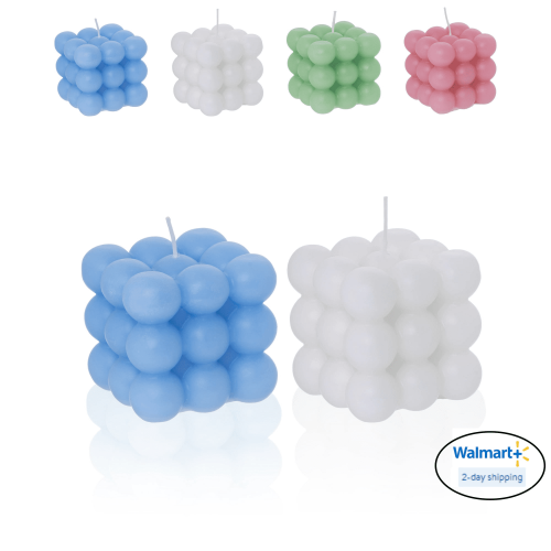 HomeWidget Bubble Cube Scented Candle White/Blue 2-Pack – Natural Premium Handmade Aesthetic Decorative Soy Wax , Décor Ideas for Bathroom Bedroom HomeWidget Bubble Cube Scented Candle White/Blue 2-Pack – Natural Premium Handmade Aesthetic Decorative Soy Wax , Décor Ideas for Bathroom Bedroom