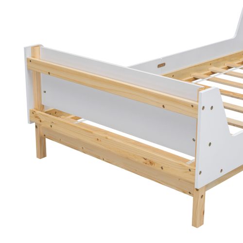 Twin Bed with Headboard, Footboard, Safeguards, Built-in Bed-end Book Storage Rack ,White Twin Bed with Headboard, Footboard, Safeguards, Built-in Bed-end Book Storage Rack ,White