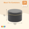 24 Pack Candle Tins 8 oz with Lids and Labels for Candle Making (Black)